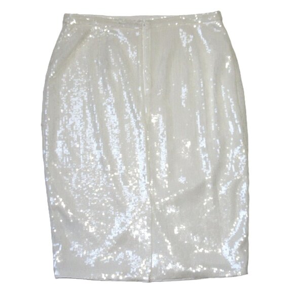NWT Theory Knee Length Slim Fit Pencil in White Fluid Sequins Skirt 14 $345 - Picture 7 of 7